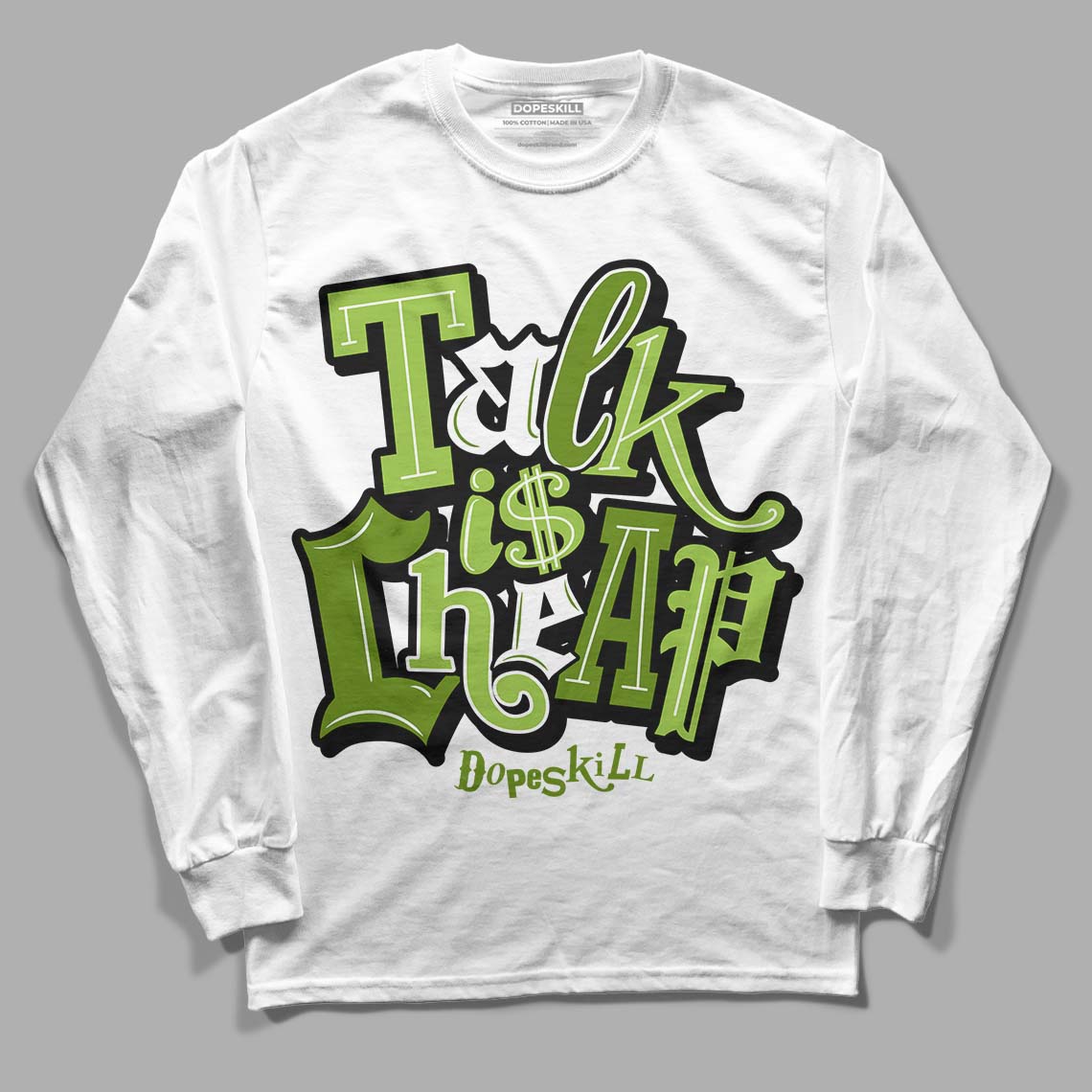 Dunk Low 'Chlorophyll' DopeSkill Long Sleeve T-Shirt Talk Is Chip Graphic - White 