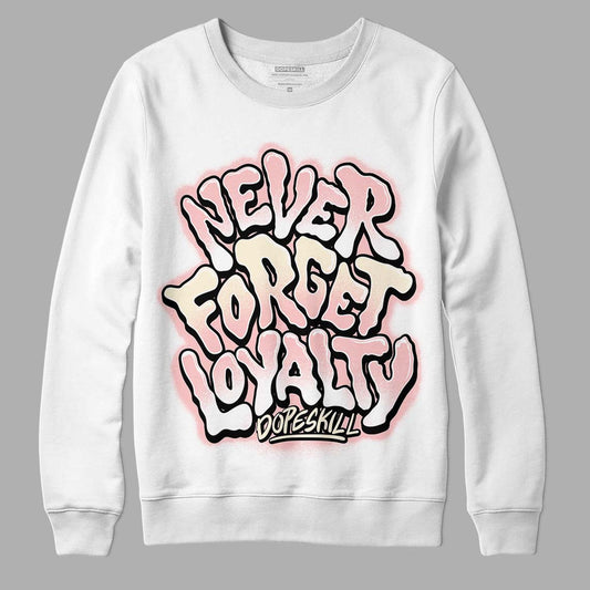 Jordan 1 High OG WMNS Washed Pink DopeSkill Sweatshirt Never Forget Loyalty Graphic Streetwear - White