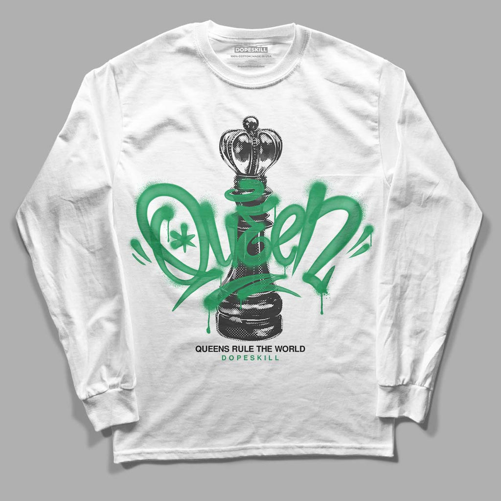 Jordan 6 Rings "Lucky Green" DopeSkill Long Sleeve T-Shirt Queen Chess Graphic Streetwear - White 