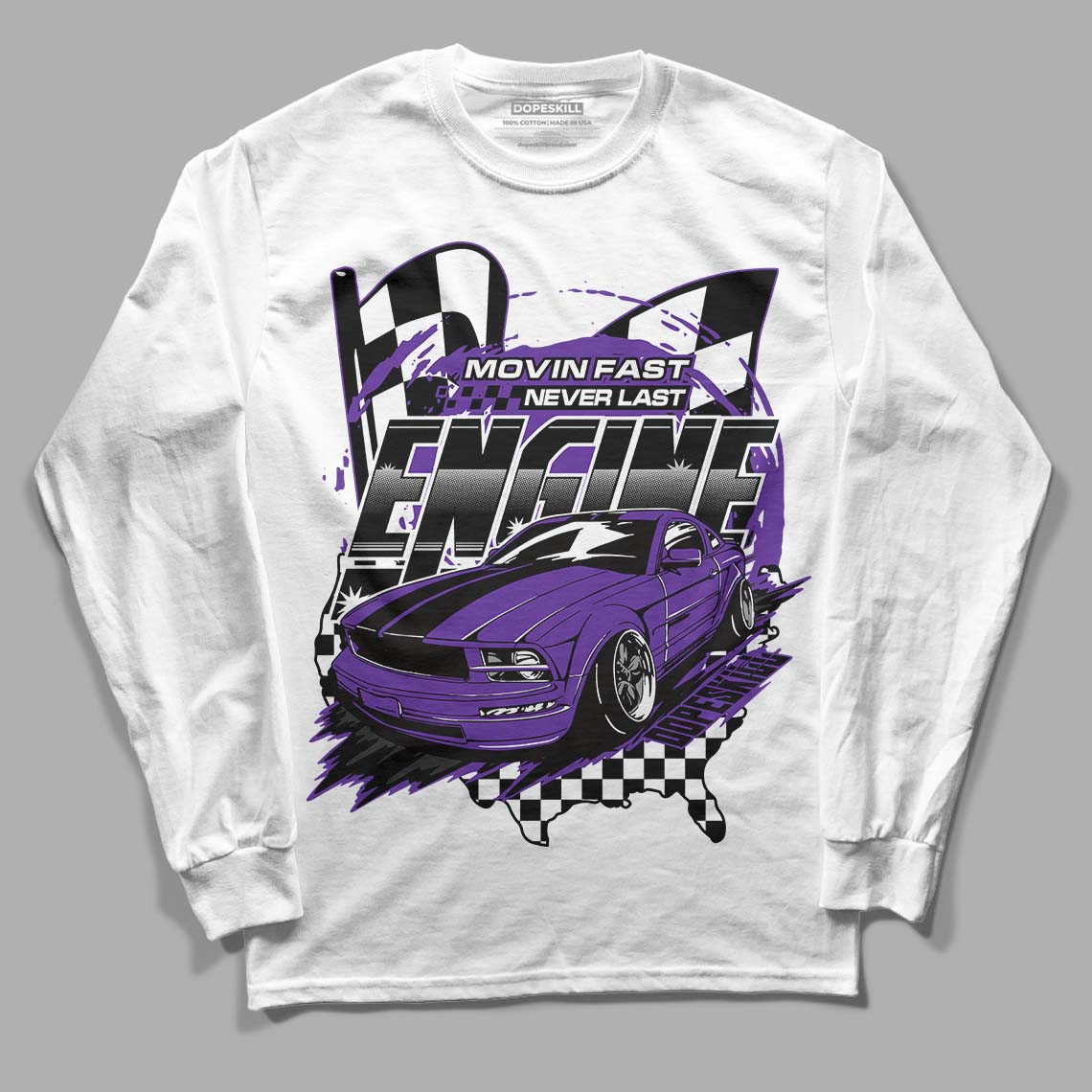 PURPLE Collection DopeSkill Long Sleeve T-Shirt ENGINE Tshirt Graphic - White 