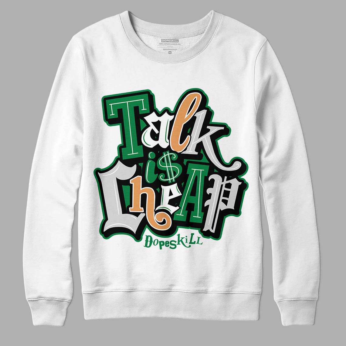 Nike SB x Jordan 4 “Pine Green” DopeSkill Sweatshirt Talk Is Chip Graphic Streetwear - White