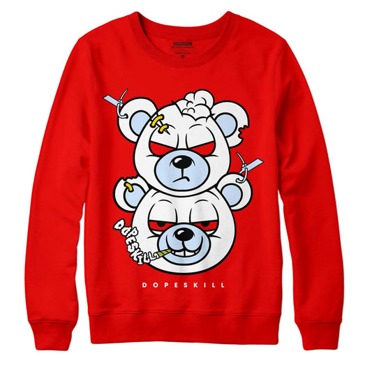 Cherry 11s DopeSkill Varsity Red Sweatshirt New Double Bear Graphic - Red