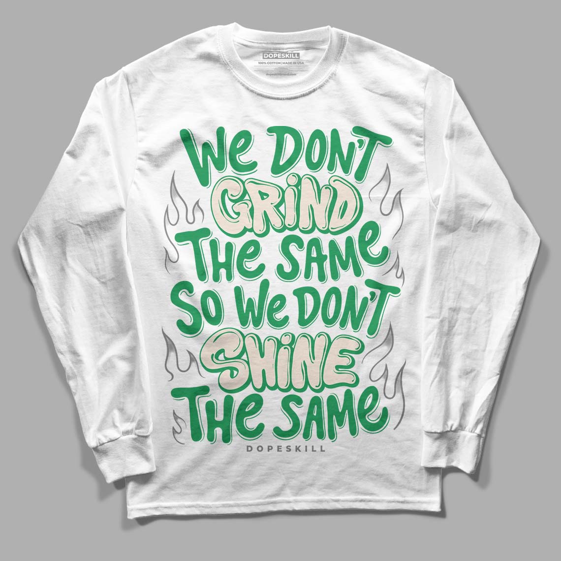 Jordan 2 Retro Lucky Green DopeSkill Long Sleeve T-Shirt Grind Shine Graphic Streetwear - White 