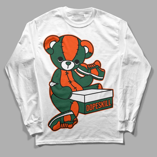 Dunk Low Team Dark Green Orange DopeSkill Long Sleeve T-Shirt Sneakerhead BEAR Graphic - White