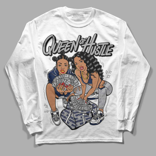 Midnight Navy 4s DopeSkill Long Sleeve T-Shirt Queen Of Hustle Graphic - White