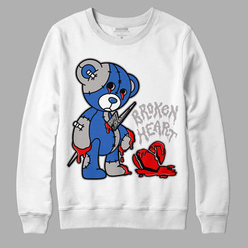 True Blue 1s DopeSkill Sweatshirt Broken Heart Graphic - White