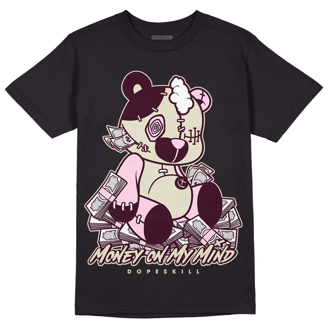 Dunk Low Night Maroon and Medium Soft Pink DopeSkill T-Shirt MOMM Bear Graphic Streetwear - Black