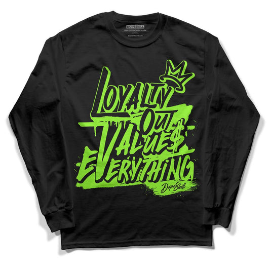 Neon Green Collection DopeSkill Long Sleeve T-Shirt LOVE Graphic - Black