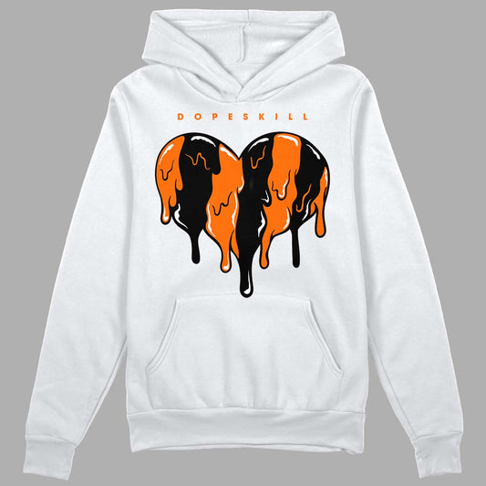 Orange Black White DopeSkill Hoodie Sweatshirt Slime Drip Heart Graphic - White 