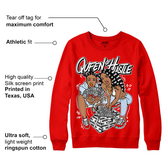 Cherry 11s DopeSkill Varsity Red Sweatshirt Queen Of Hustle Graphic