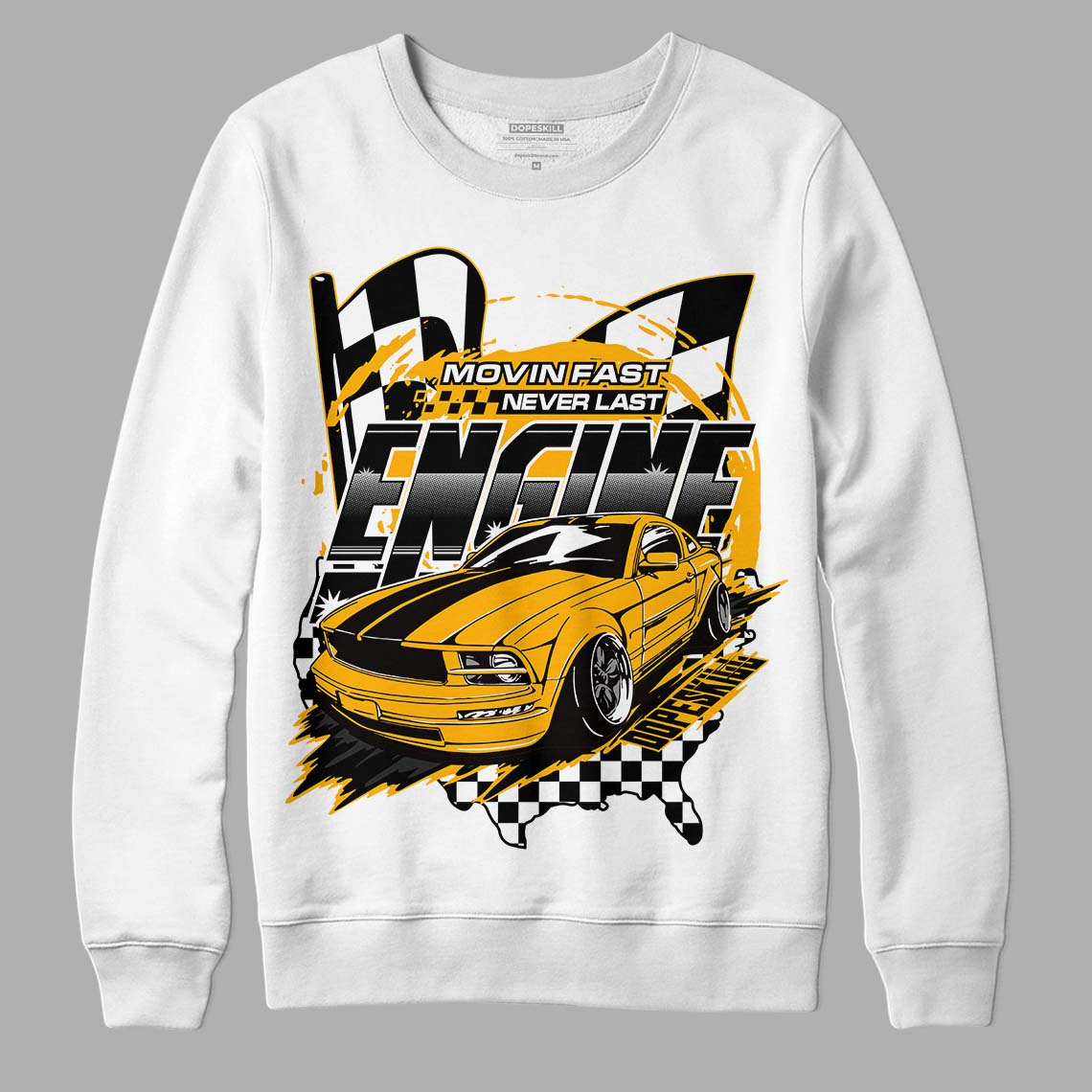 Goldenrod Dunk DopeSkill Sweatshirt ENGINE Tshirt Graphic - White 