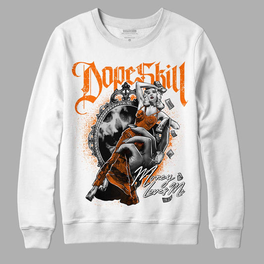 Orange Black White DopeSkill Sweatshirt Money Loves Me Graphic - White 