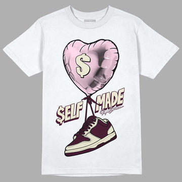 Dunk Low Night Maroon and Medium Soft Pink DopeSkill T-Shirt Self Made Graphic Streetwear - White