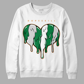 Nike SB x Jordan 4 “Pine Green” DopeSkill Sweatshirt Slime Drip Heart Graphic Streetwear - White