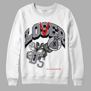 Fire Red 9s DopeSkill Sweatshirt Loser Lover Graphic - White 