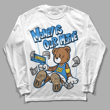 SB Dunk Low Homer DopeSkill Long Sleeve T-Shirt Money Is Our Motive Bear Graphic - White