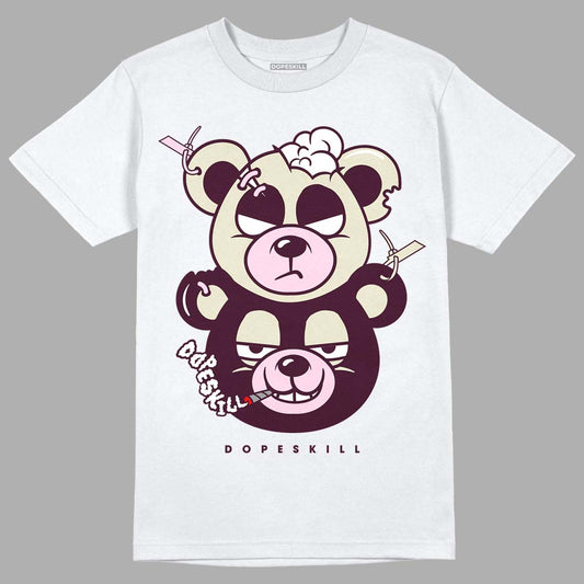 Dunk Low Night Maroon and Medium Soft Pink DopeSkill T-Shirt New Double Bear Graphic Streetwear - White 