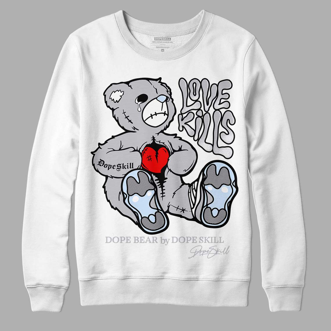 Jordan 11 Retro Low Cement Grey DopeSkill Sweatshirt Love Kills Graphic Streetwear - White