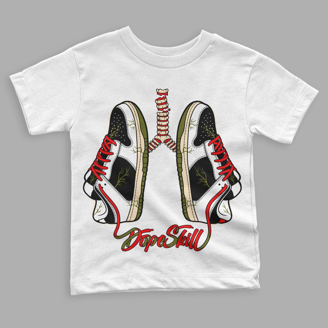 Travis Scott x Jordan 1 Low OG “Olive” DopeSkill Toddler Kids T-shirt Breathe Graphic Streetwear - White