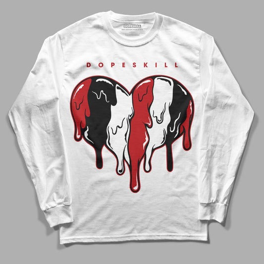 Jordan 13 Retro Playoffs DopeSkill Long Sleeve T-Shirt Slime Drip Heart Graphic Streetwear - White 