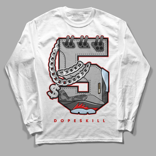 Jordan 5 Retro P51 Camo DopeSkill Long Sleeve T-Shirt No.5 Graphic Streetwear - White 