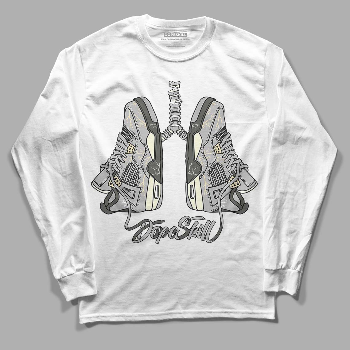 Jordan 4 Retro SE Craft Photon Dust DopeSkill Long Sleeve T-Shirt Breathe Graphic Streetwear - White 