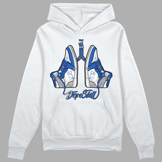 True Blue 1s DopeSkill Hoodie Sweatshirt Breathe Graphic - White