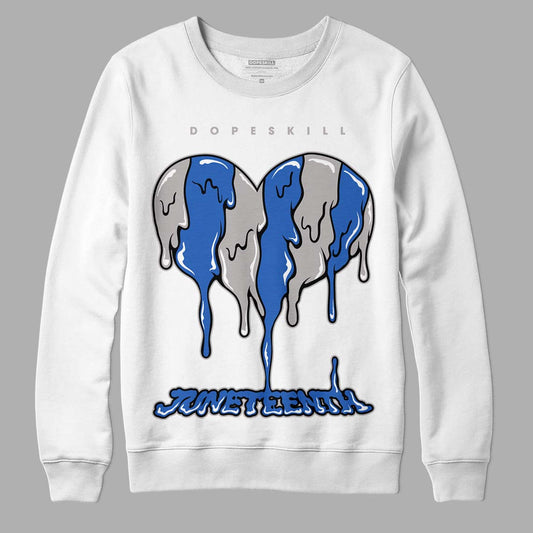 True Blue 1s DopeSkill Sweatshirt Juneteenth Heart Graphic - White