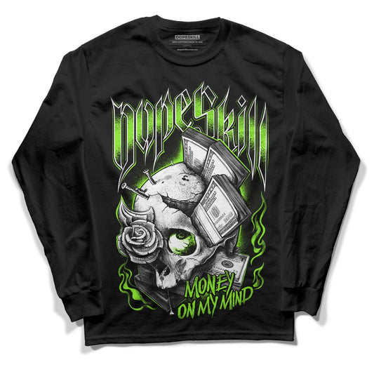 Neon Green Collection DopeSkill Long Sleeve T-Shirt Money On My Mind Graphic - Black