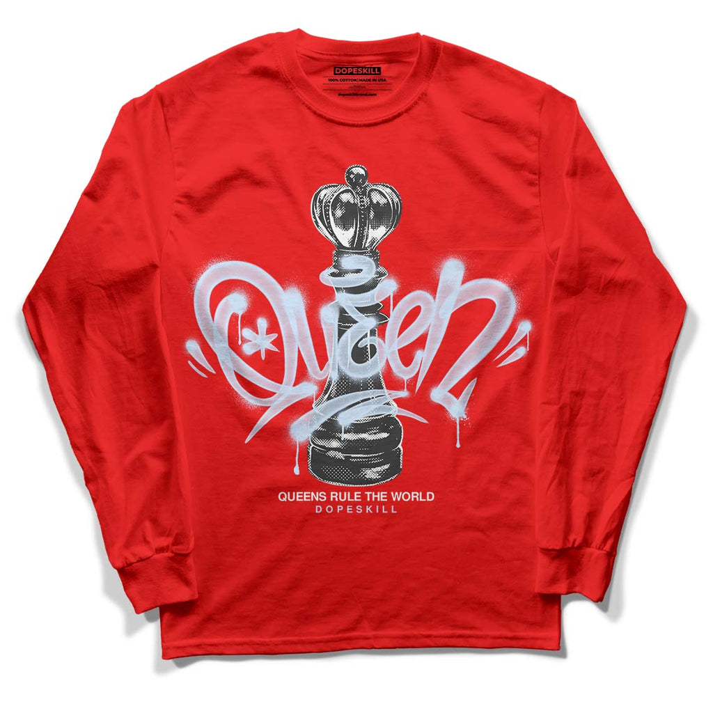 Jordan 11 Retro Cherry DopeSkill Varsity Red Long Sleeve T-Shirt Queen Chess Graphic Streetwear