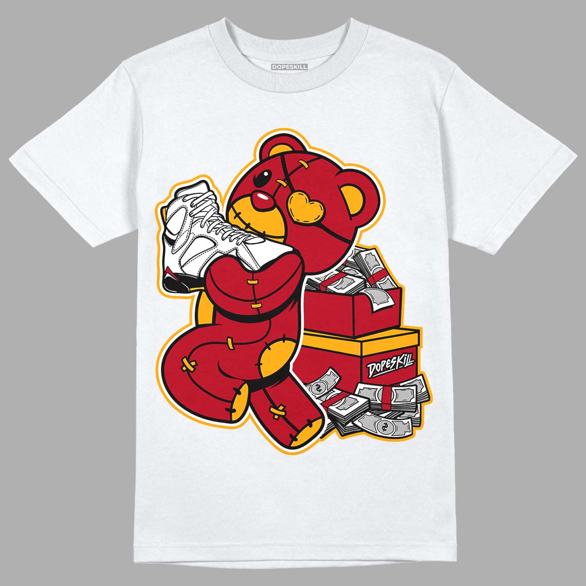 Cardinal 7s DopeSkill T-Shirt Bear Steals Sneaker Graphic - White 