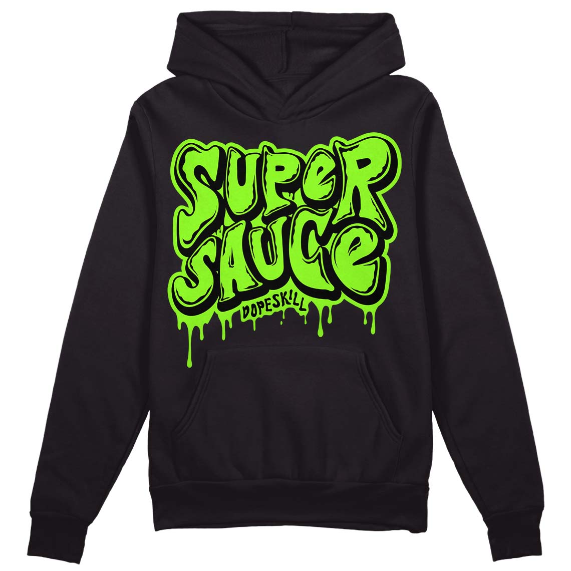 Neon Green Collection DopeSkill Hoodie Sweatshirt Super Sauce Graphic - Black