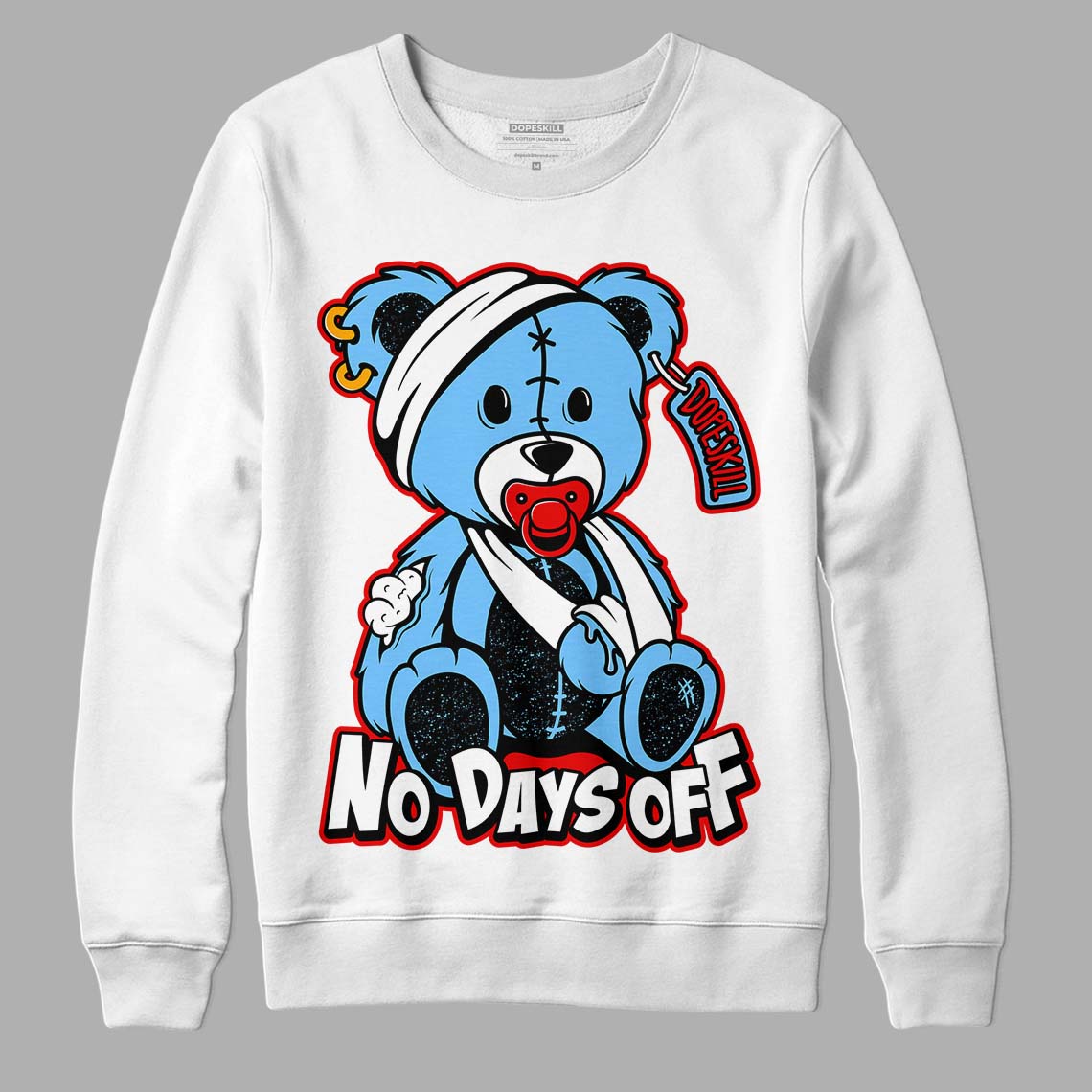 Travis Scott x Jordan 4 Retro 'Cactus Jack' DopeSkill Sweatshirt Hurt Bear Graphic Streetwear - White 