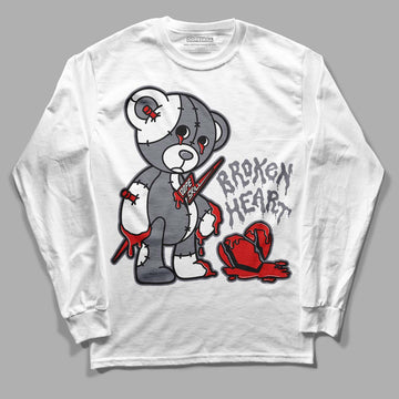 Fire Red 9s DopeSkill Long Sleeve T-Shirt Broken Heart Graphic - White