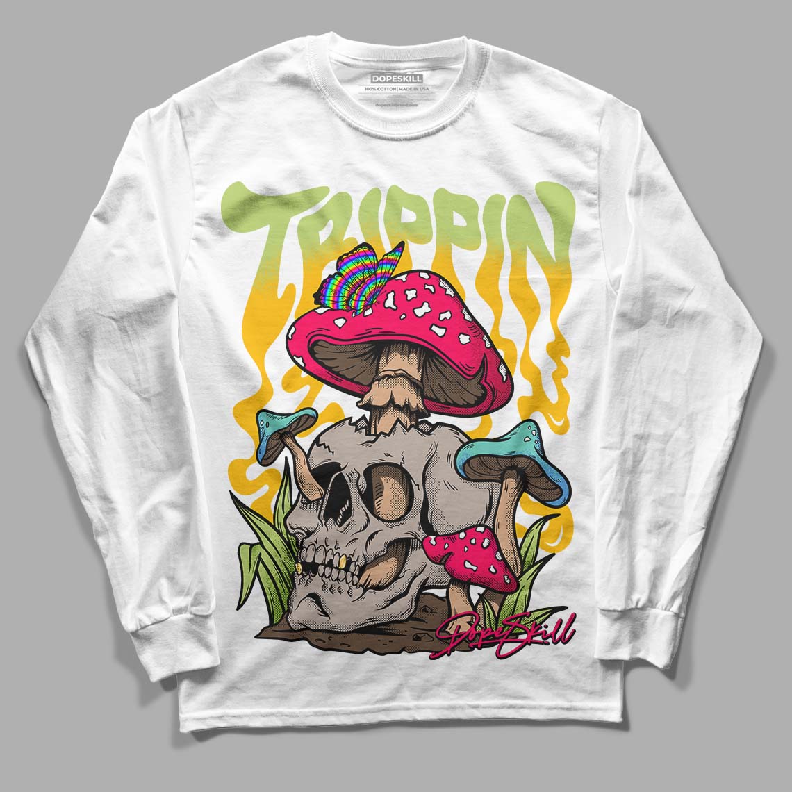 Limited DopeSkill Long Sleeve T-Shirt Trippin Graphic - White