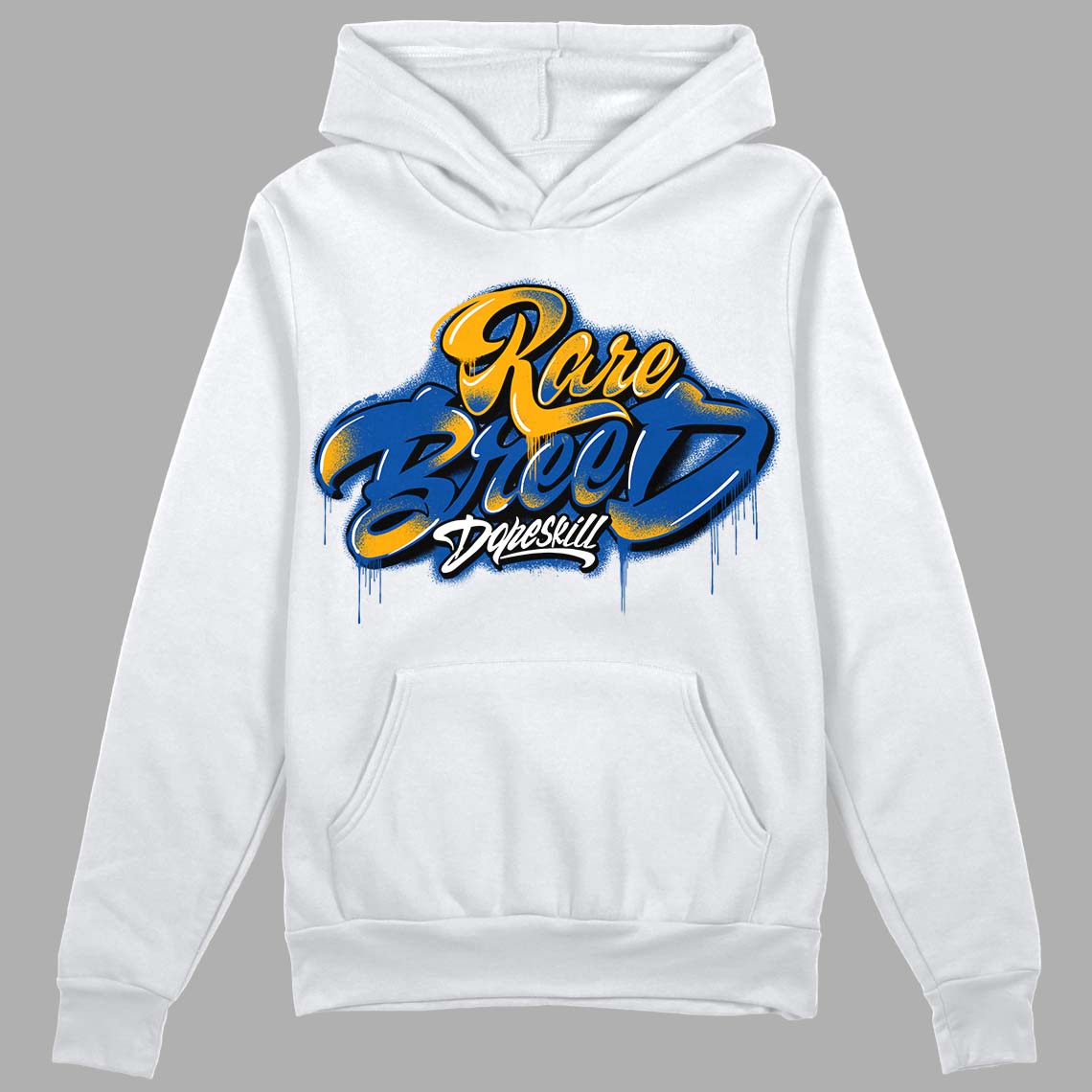 Dunk Blue Jay and University Gold DopeSkill Hoodie Sweatshirt Rare Breed Type Graphic Streetwear - White 