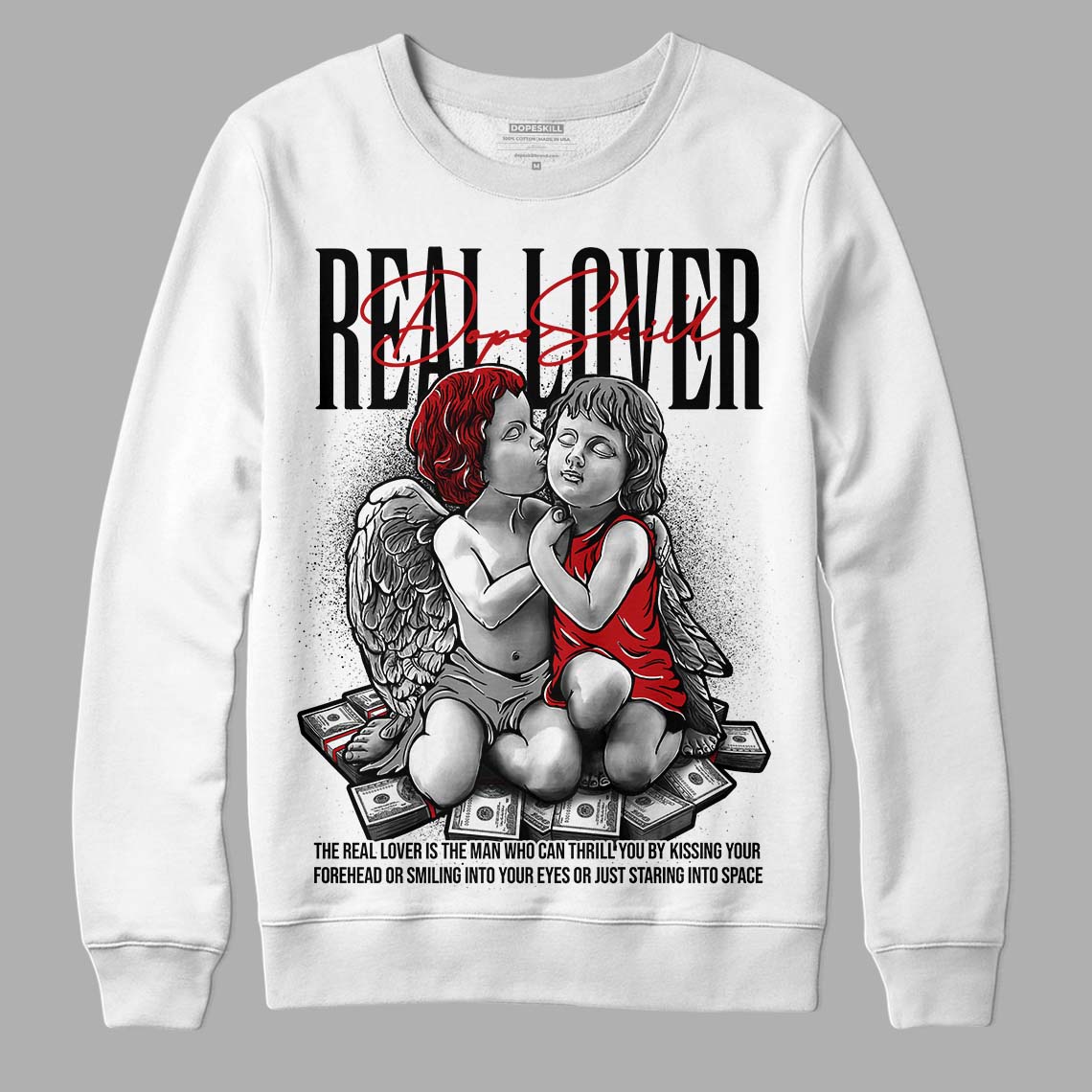 Jordan 13 Retro Playoffs DopeSkill Sweatshirt Real Lover Graphic Streetwear - White 