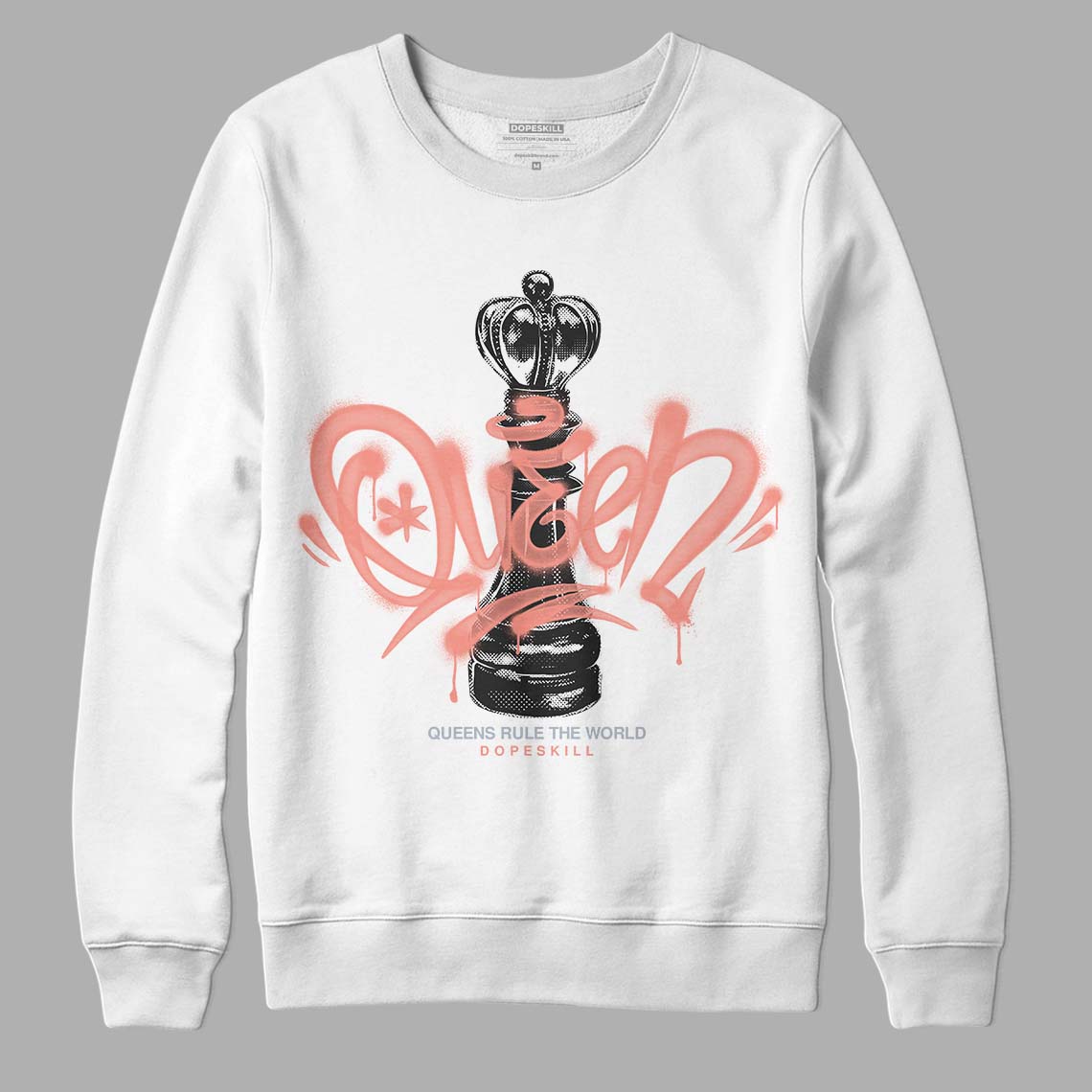 DJ Khaled x Jordan 5 Retro ‘Crimson Bliss’ DopeSkill Sweatshirt Queen Chess Graphic Streetwear - White 