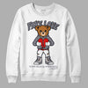 Fire Red 9s DopeSkill Sweatshirt Fake Love Graphic - White 