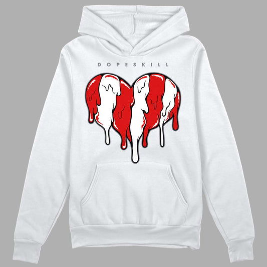 Gym Red 9s DopeSkill Hoodie Sweatshirt Slime Drip Heart Graphic - White 