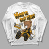 Black Taxi 12s DopeSkill Long Sleeve T-Shirt Money Is Our Motive Bear Graphic - White 