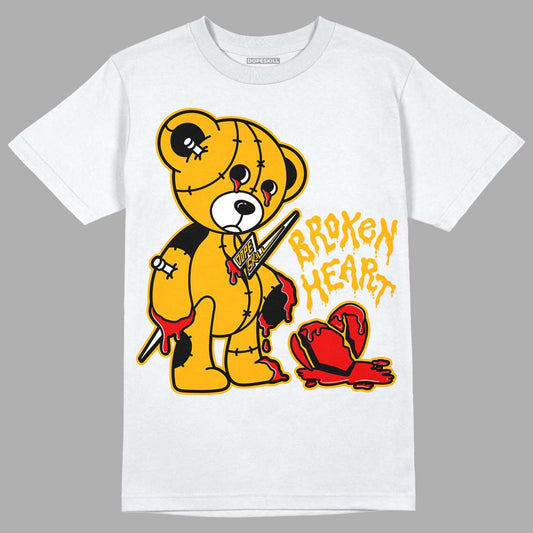 Goldenrod Dunk DopeSkill T-Shirt Broken Heart Graphic - White 