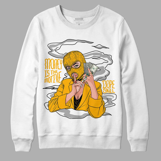 Goldenrod Dunk DopeSkill Sweatshirt Money Is The Motive Graphic - White 