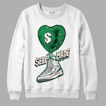 Jordan 2 Retro Lucky Green DopeSkill Sweatshirt Self Made Graphic Streetwear - White 