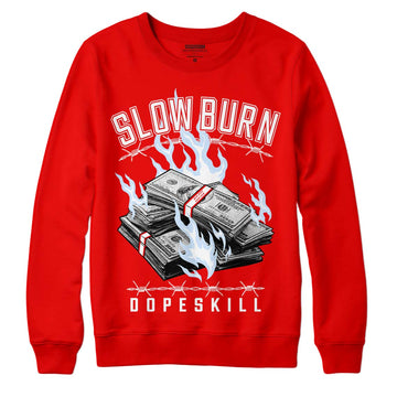 Cherry 11s DopeSkill Varsity Red Sweatshirt Slow Burn Graphic - Red