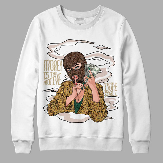 Safari Dunk Low DopeSkill Sweatshirt Money Is The Motive Graphic - White 