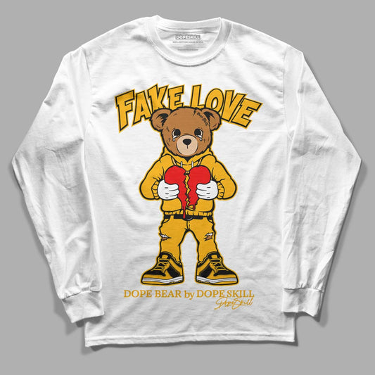 Goldenrod Dunk DopeSkill Long Sleeve T-Shirt Fake Love Graphic - White 