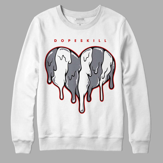 Fire Red 9s DopeSkill Sweatshirt Slime Drip Heart Graphic - White 