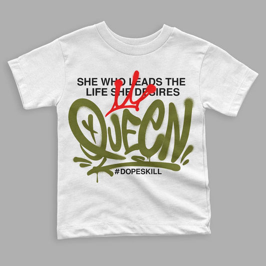 Travis Scott x Jordan 1 Low OG “Olive” DopeSkill Toddler Kids T-shirt Queen Graphic Streetwear - White