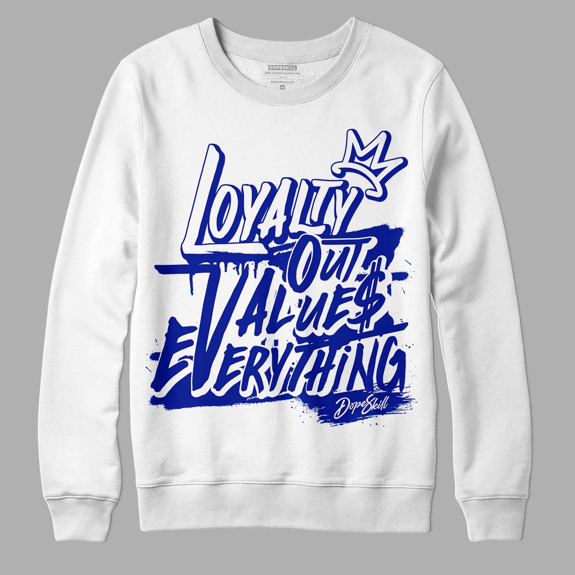 Racer Blue White Dunk Low DopeSkill Sweatshirt LOVE Graphic - White 